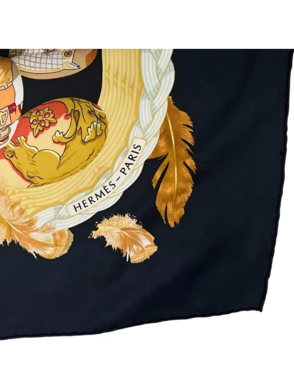 Hermes Carre 90 Egg Silk Black Scarf